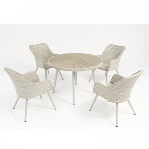 aluminium rotan tuinmeubilair set ronde tafel met 4 stoelen