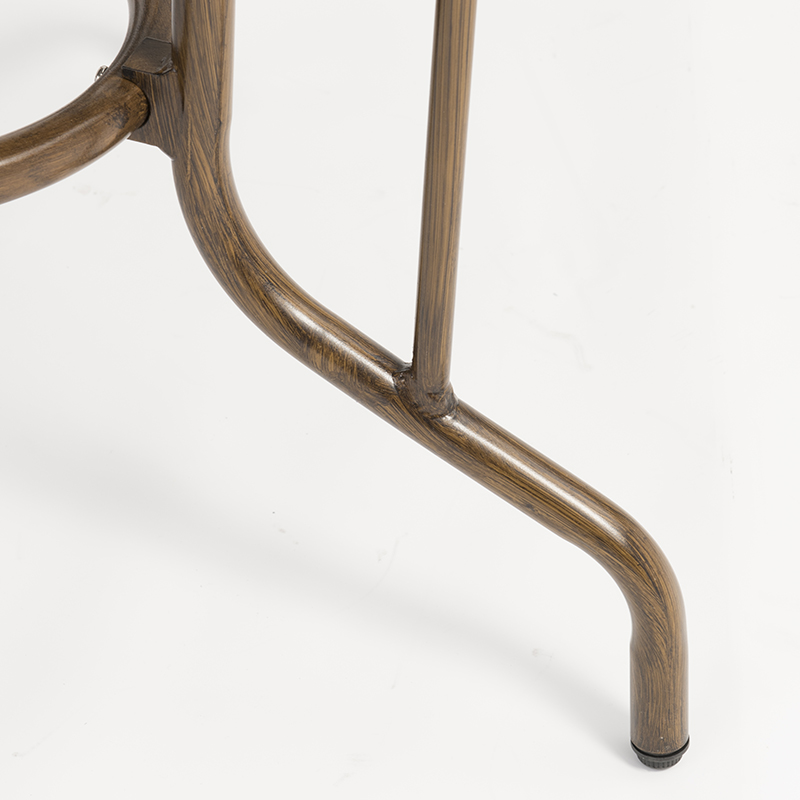 aluminium rotan ronde tafel meubels set met imitatie bamboe graan en gehard glas